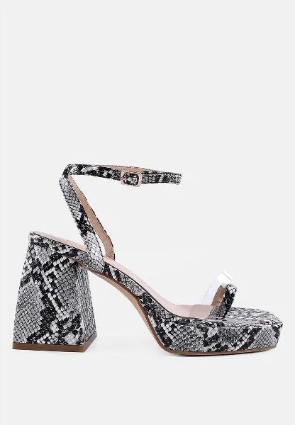 Such Flirt Snake Print Triangular Block Heel Sandals Women - Image 2