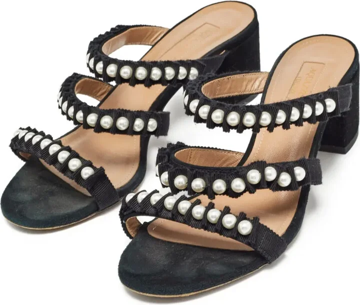 Suede 60mm Leather Sandals - Image 4