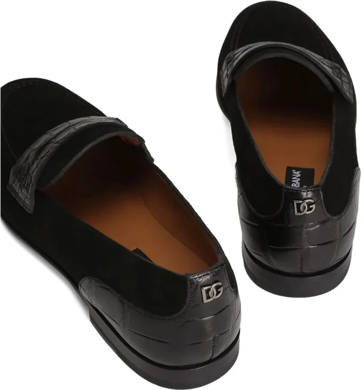 Suede Alligator-Textured Loafers - Image 3