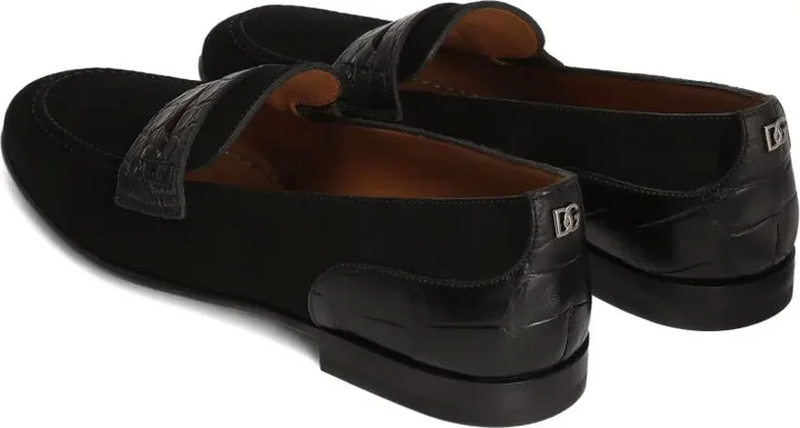 Suede Alligator-Textured Loafers - Image 4