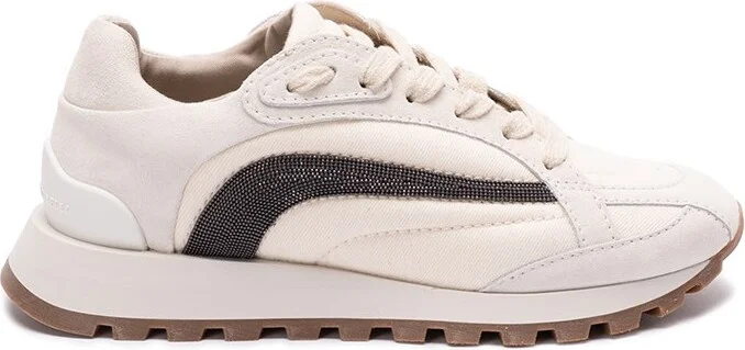 Suede And Bonded Cotton Twill Sneakers With `Precio