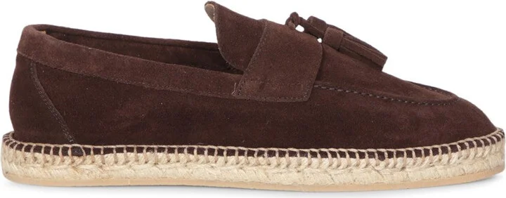 Suede And Calf Leather Brown Espadrilles