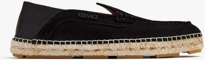 Suede and Leather Logo Espadrilles