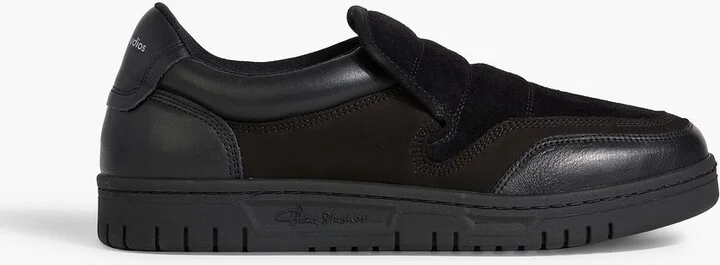 Suede and leather slip-on sneakers