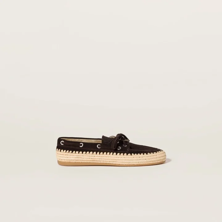 Suede and raffia boat shoes - Image 2