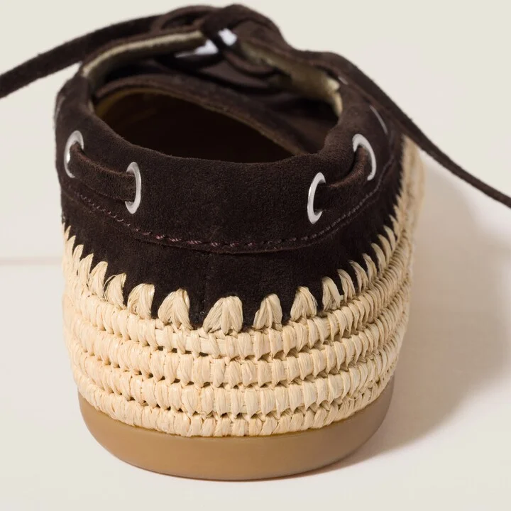 Suede and raffia boat shoes - Image 3