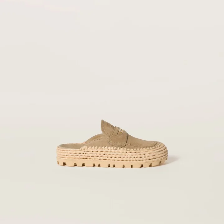 Suede and raffia flatform mules - Image 2