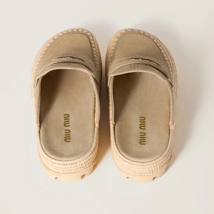 Suede and raffia flatform mules - Image 3