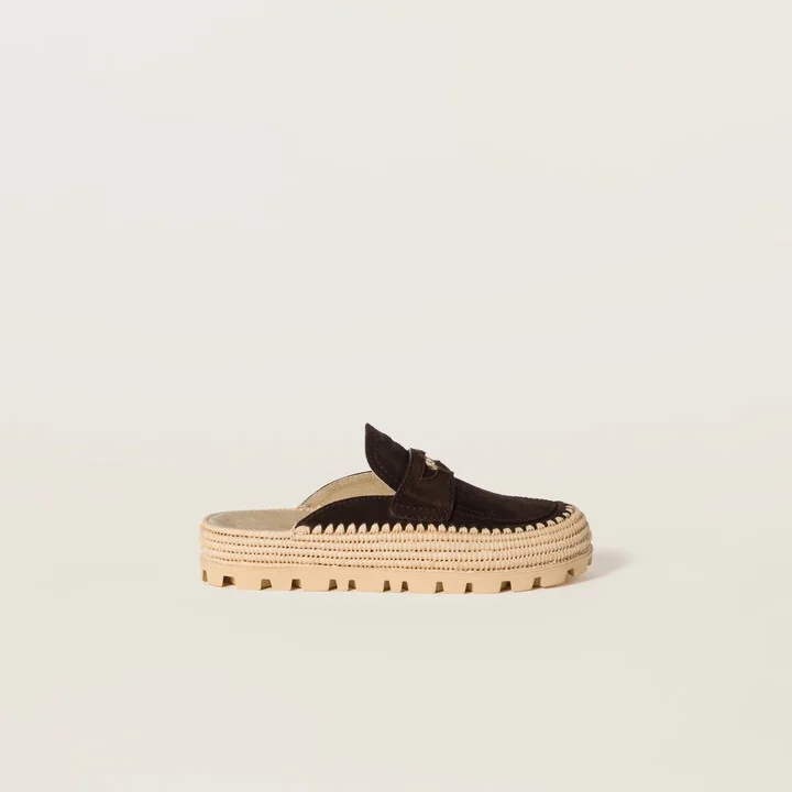 Suede and raffia flatform mules - Image 2