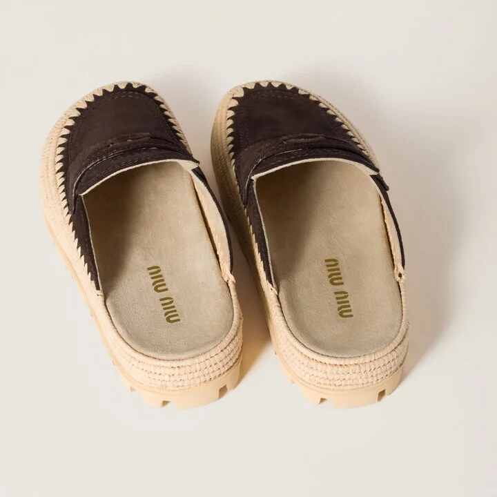 Suede and raffia flatform mules - Image 3