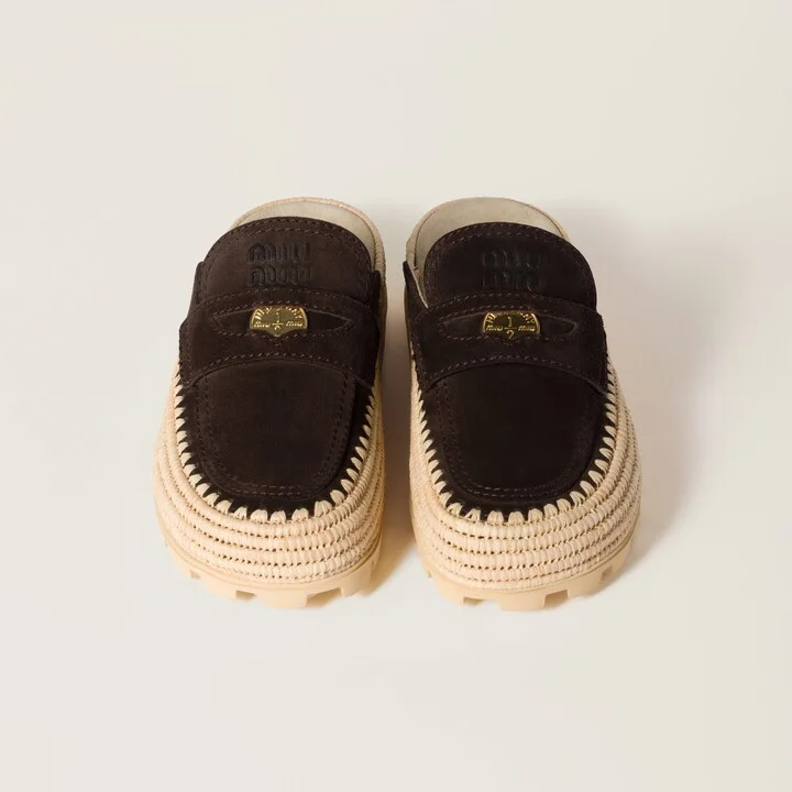 Suede and raffia flatform mules - Image 4