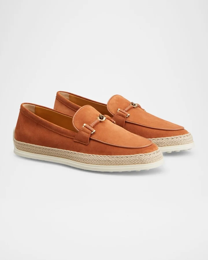Suede and Raffia Slipper Loafers - Image 8