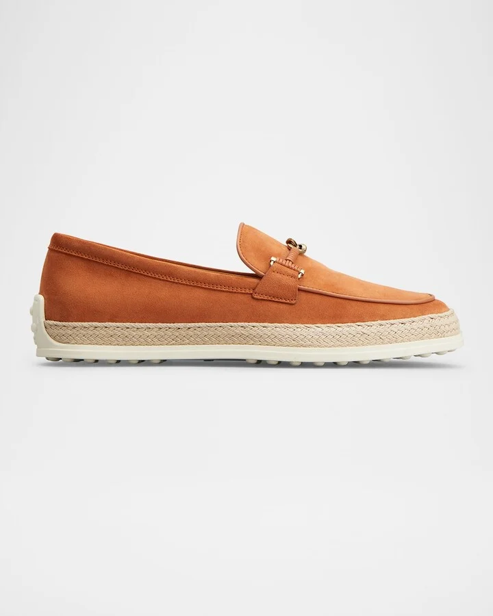 Suede and Raffia Slipper Loafers
