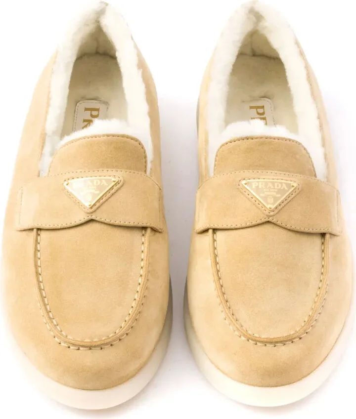 Suede and shearling loafers - Image 4