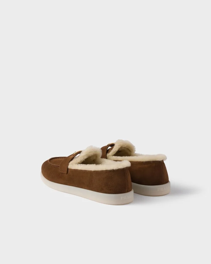 Suede and shearling loafers - Image 4
