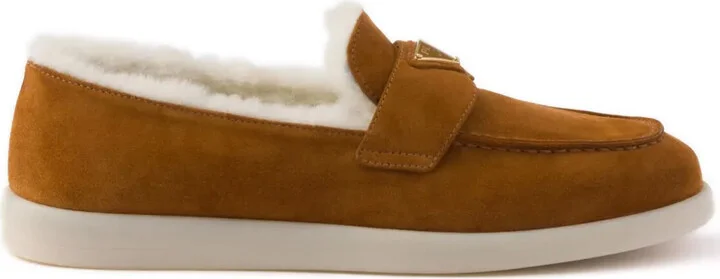 Suede and shearling loafers