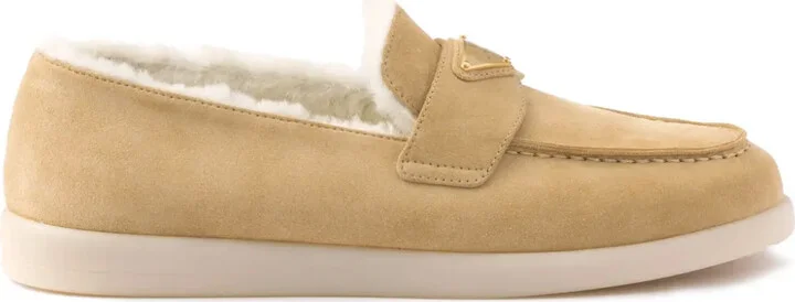 Suede and shearling loafers