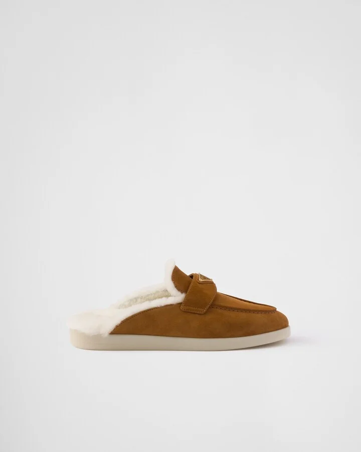 Suede and shearling slippers - Image 2