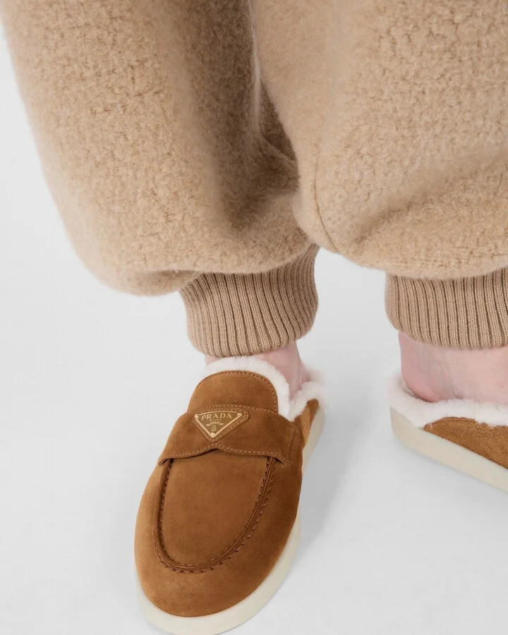 Suede and shearling slippers - Image 3