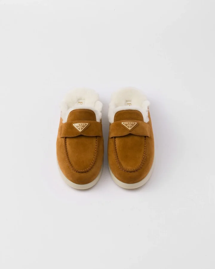 Suede and shearling slippers - Image 4