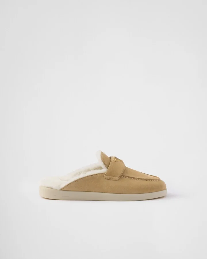 Suede and shearling slippers - Image 2