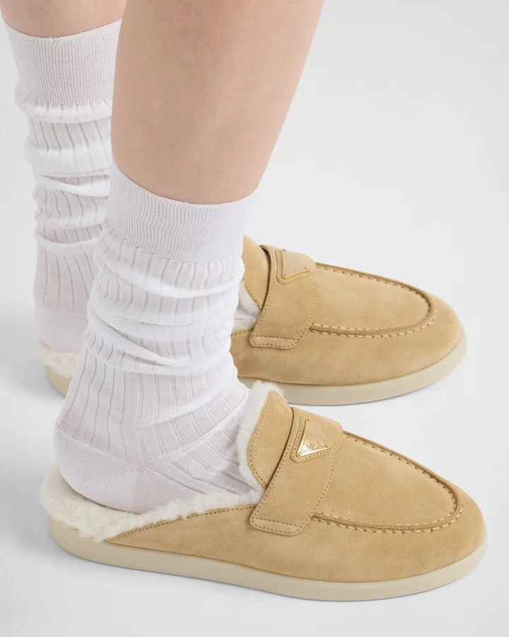 Suede and shearling slippers - Image 3