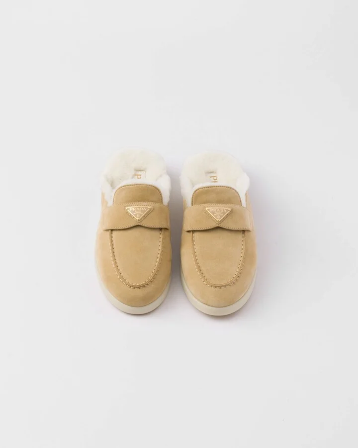Suede and shearling slippers - Image 4