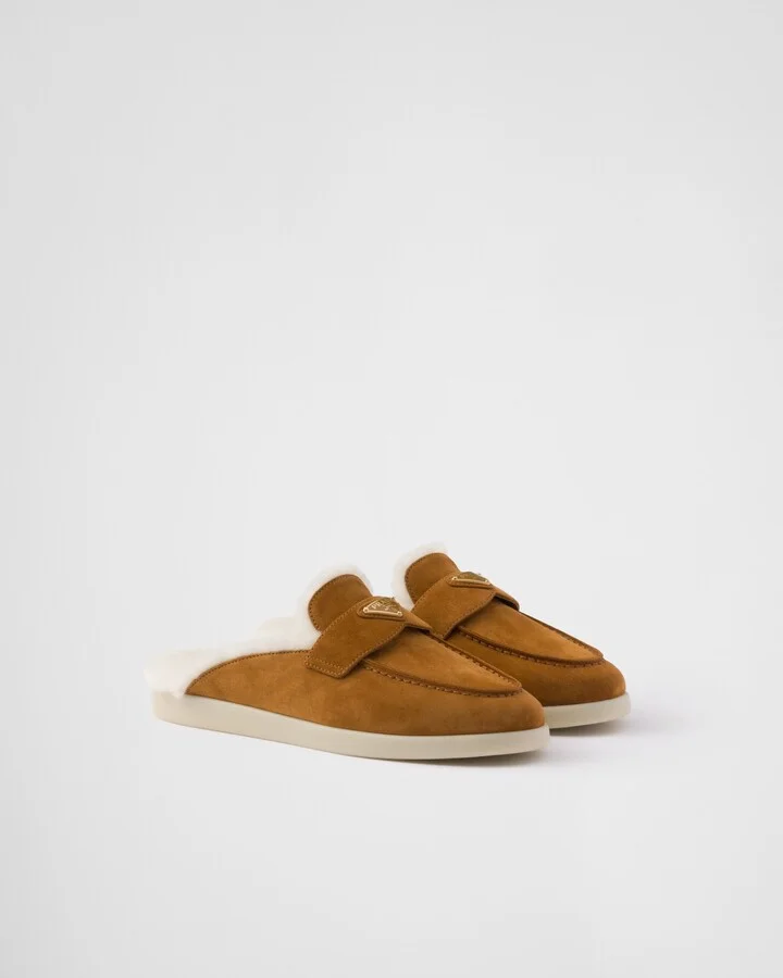 Suede and shearling slippers