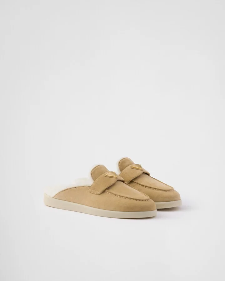 Suede and shearling slippers