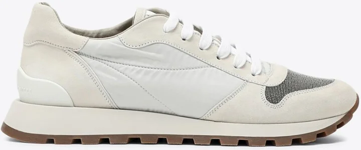 Suede and Techno Low-Top Sneakers