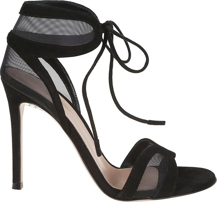 Suede And Transparent Mesh Stiletto Sandal