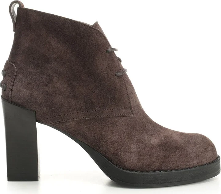 Suede Ankle Boot Lace-Up Shoes Brown