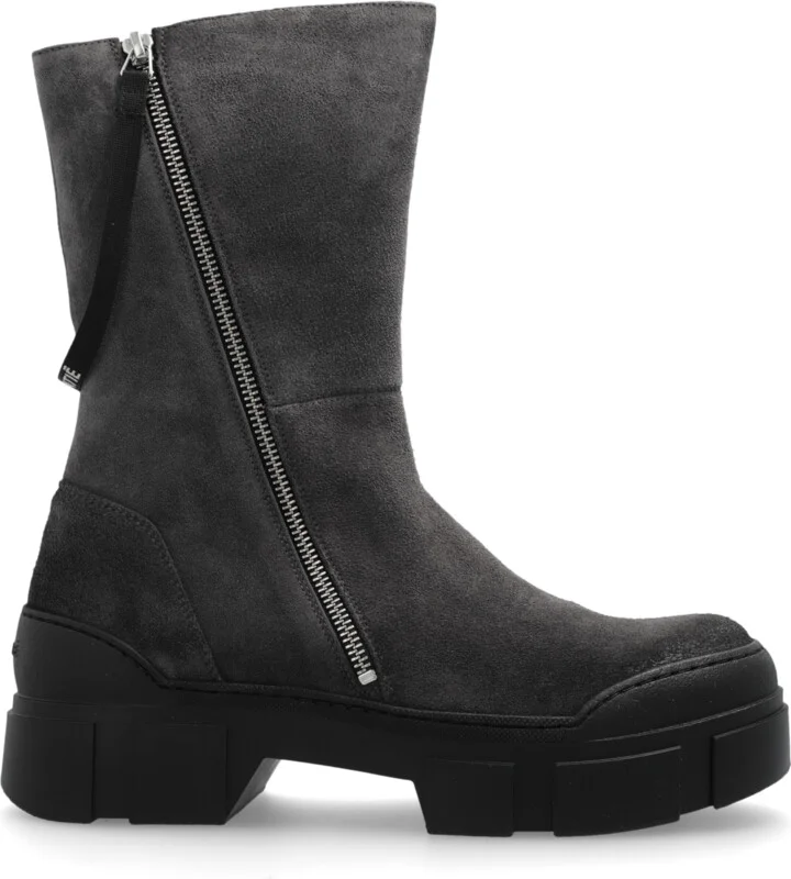 Suede Ankle Boots On Platform, , - Grey