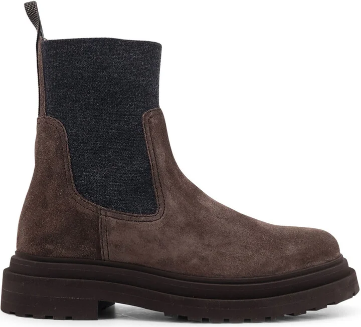 Suede Ankle Boots With Monili Detail