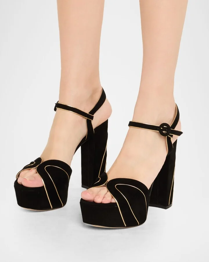 Suede Ankle-Strap Platform Sandals - Image 9