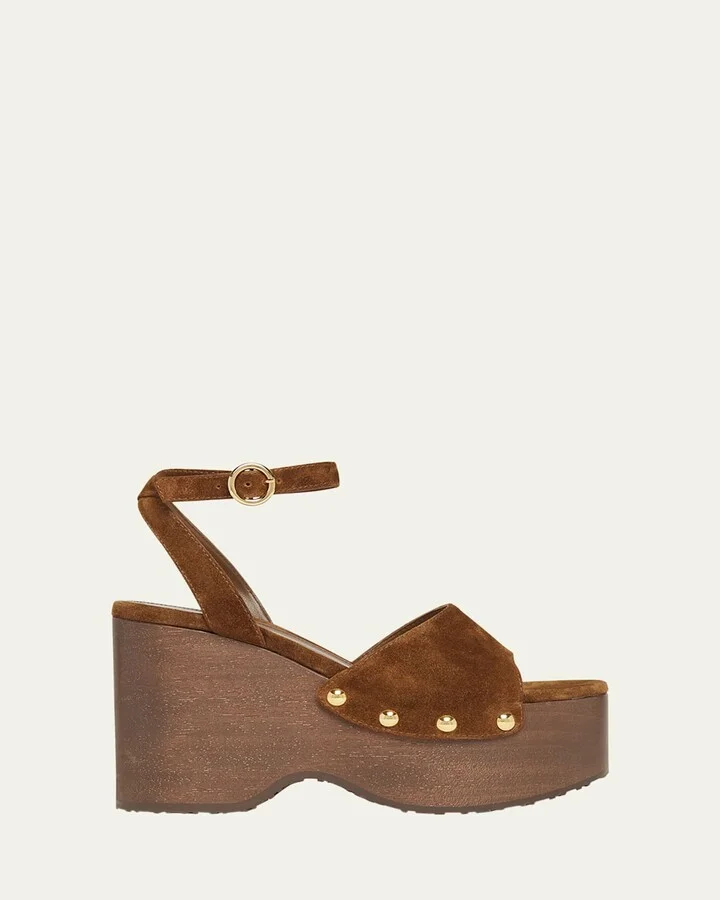 Suede Ankle-Strap Platform Sandals