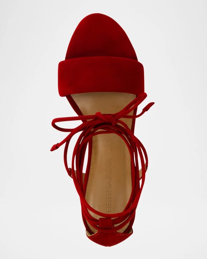 Suede Ankle-Wrap Block Sandals - Image 5