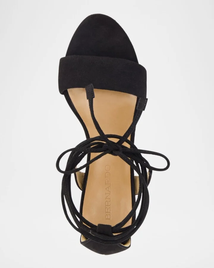 Suede Ankle-Wrap Block Sandals - Image 9