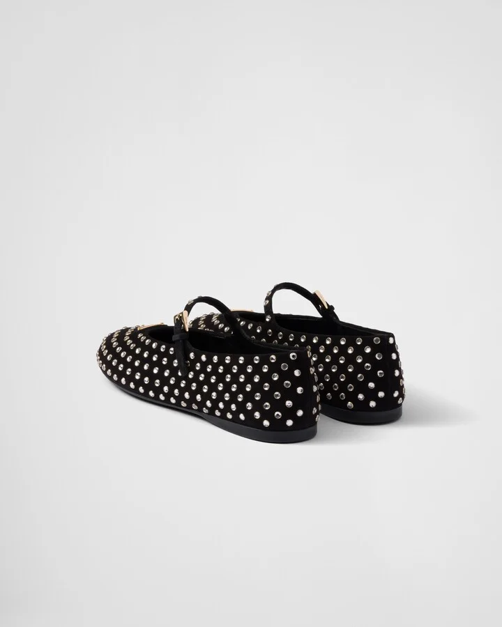 Suede ballerinas with crystals - Image 4