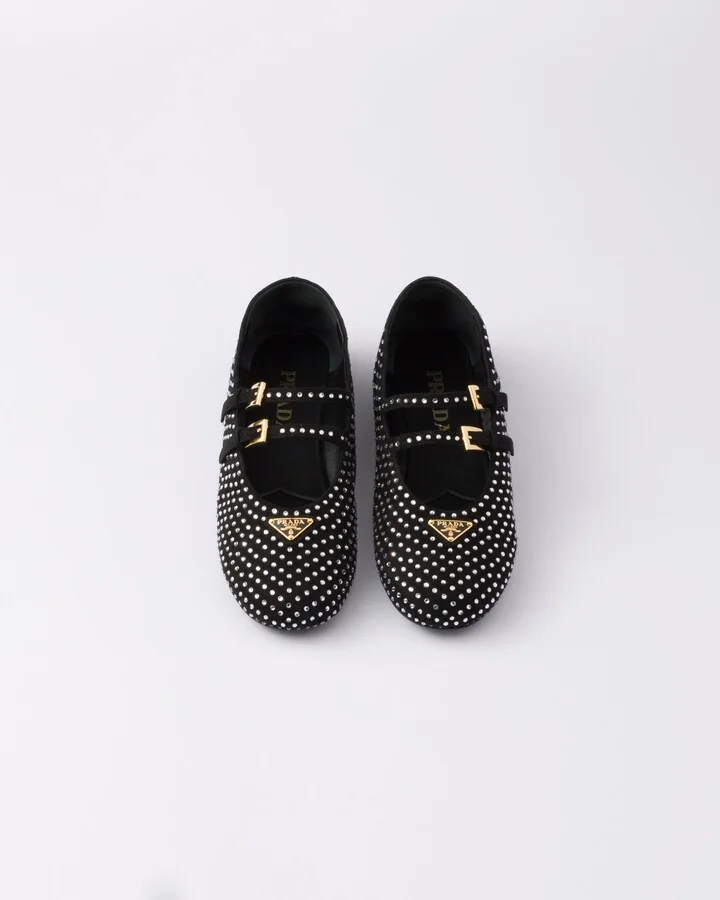 Suede ballerinas with crystals - Image 4