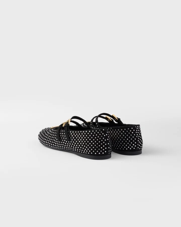 Suede ballerinas with crystals - Image 5