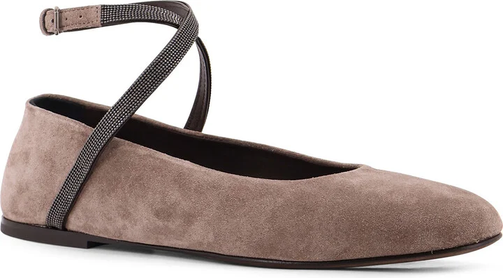 Suede Ballerinas With Monili Detail - Image 2