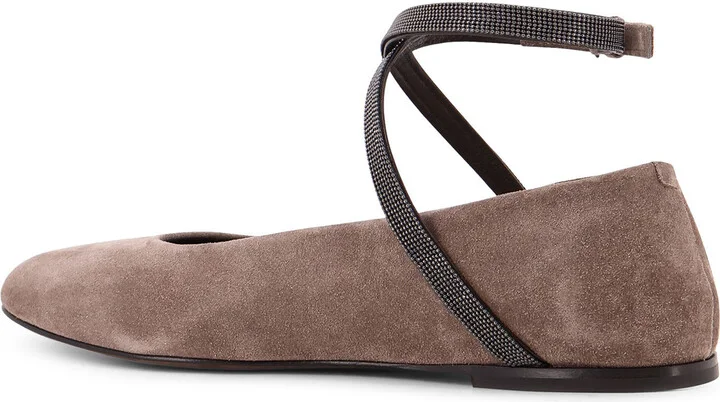 Suede Ballerinas With Monili Detail - Image 3