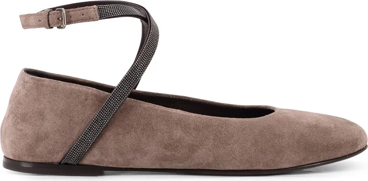 Suede Ballerinas With Monili Detail