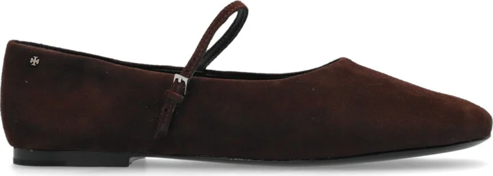 Suede Ballet Flats Mary Jane, , - Brown