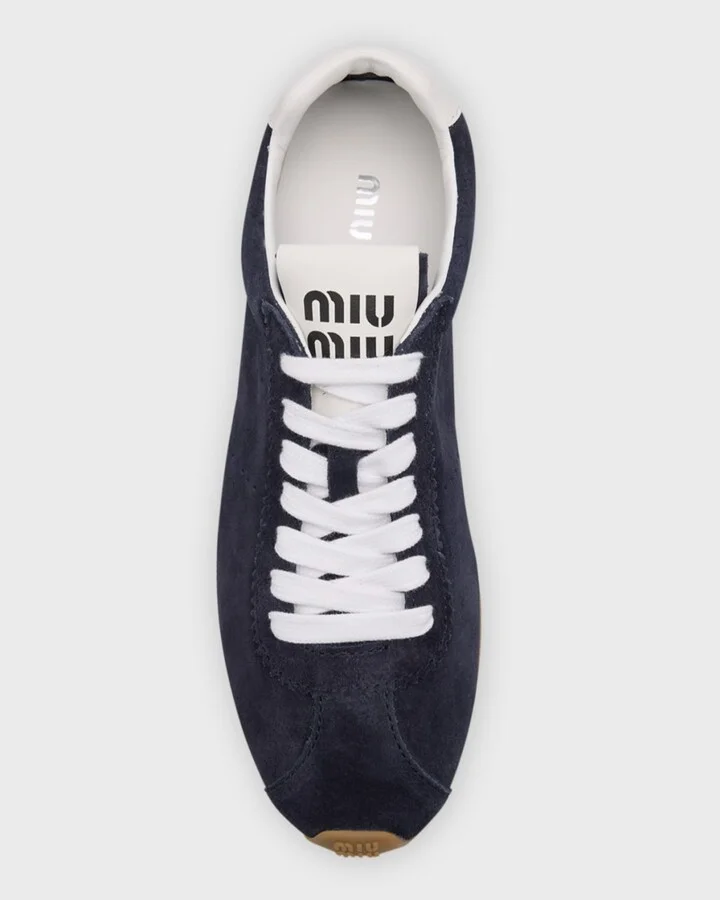 Suede Bicolor Retro Trainer Sneakers - Image 6