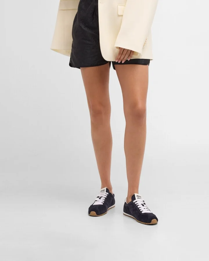 Suede Bicolor Retro Trainer Sneakers - Image 7