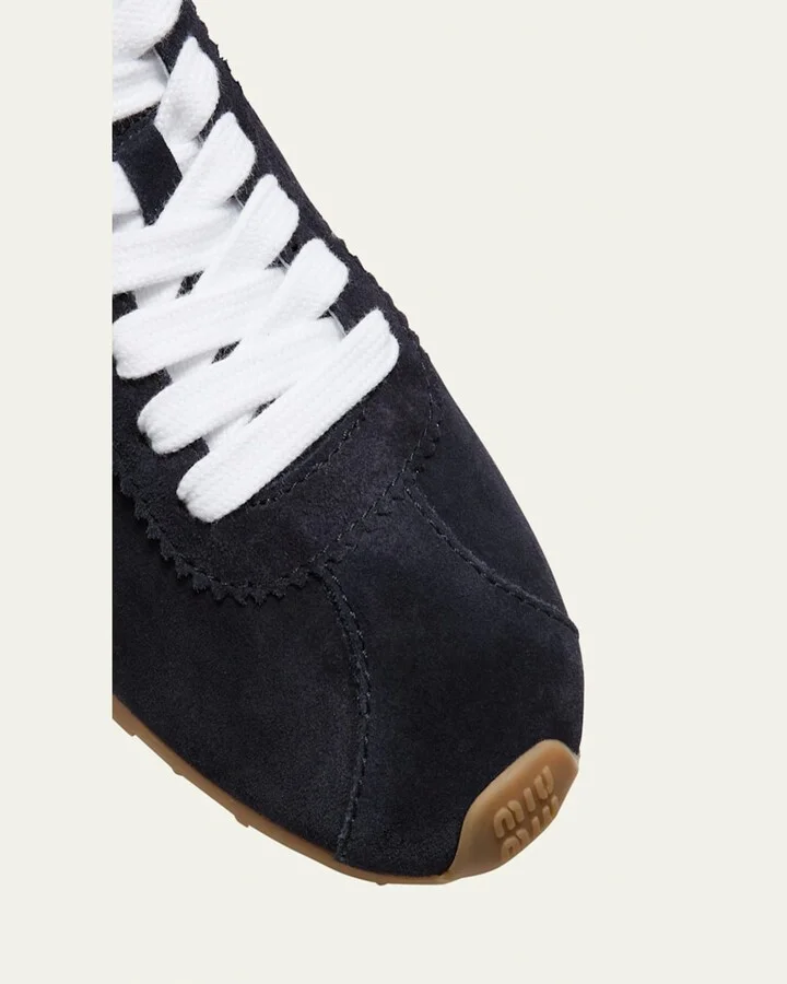 Suede Bicolor Retro Trainer Sneakers - Image 5
