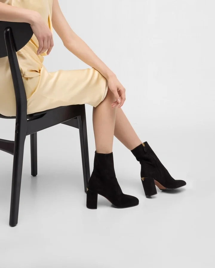 Suede Block-Heel Ankle Boots - Image 9