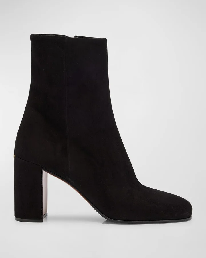Suede Block-Heel Ankle Boots